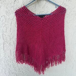 Y2k pink crochet poncho top